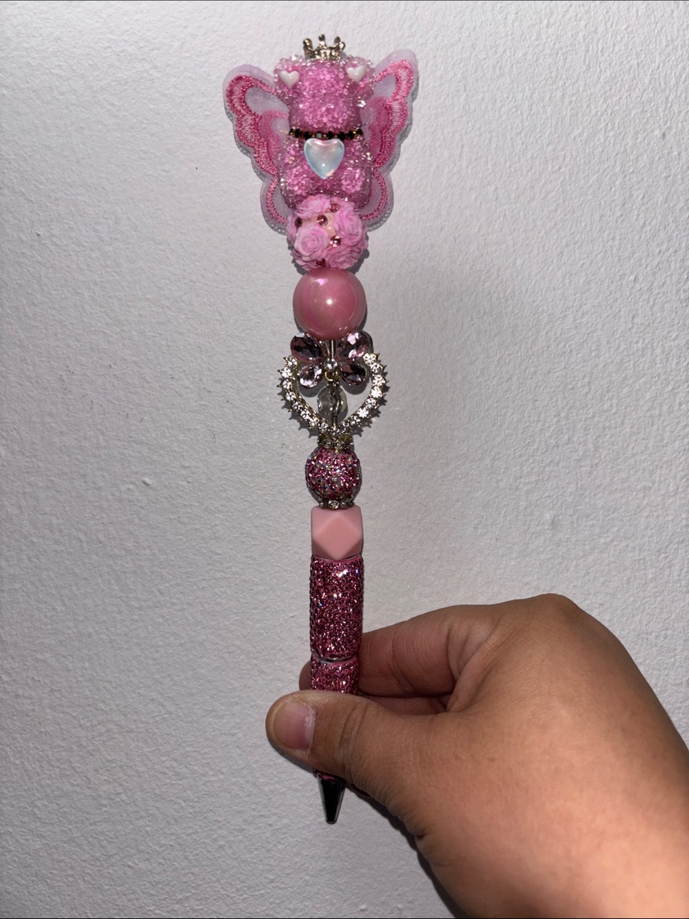Pink Glitter Angel Beaded Kids Pen